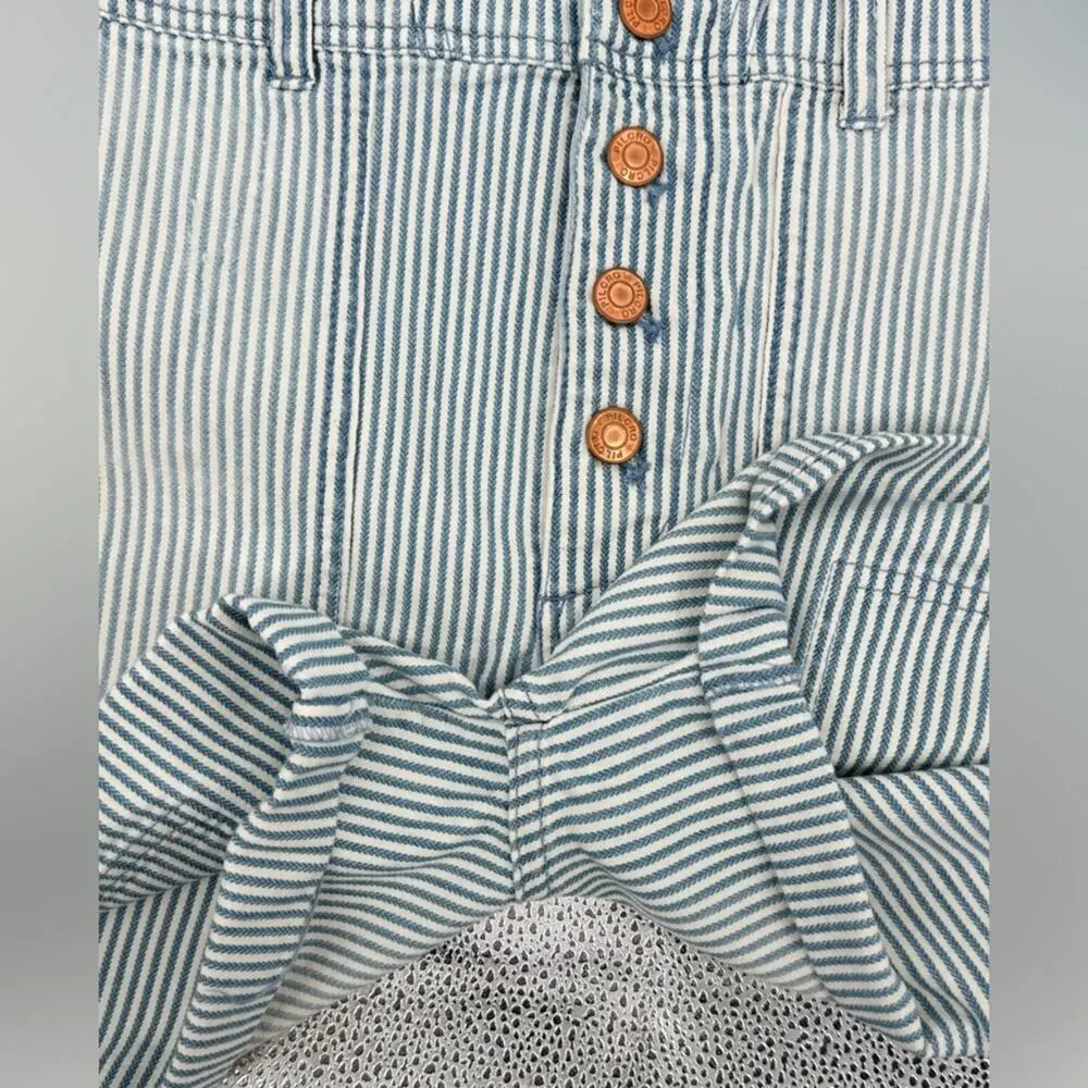Anthropologie Pilcro Railroad Denim Stripes Overalls Romper Shortall Shorts 27 - Picture 10 of 12